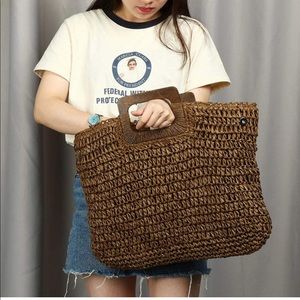 Straw beach tote bag